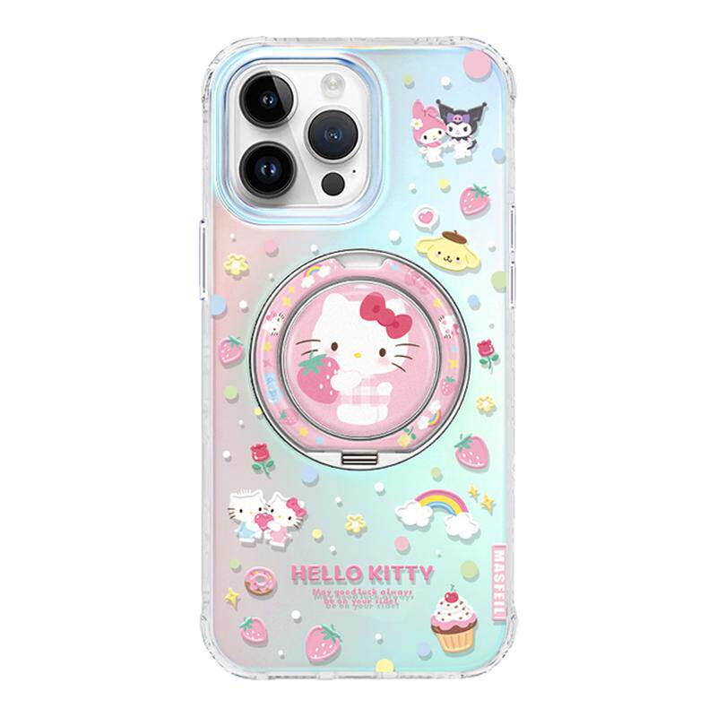 MASFEIL × 草莓KT猫适用苹果17Promax手机壳新款Lo9带支架iPhone16Pro保护套高级感女14支点15超薄13pm