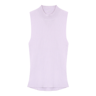 NEVA HU 经典好穿 黑色半高领针织背心女修身外穿显瘦无袖上衣