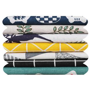 棉麻布料桌布手工沙发窗帘背景布挂布亚涤麻花格子布头清仓处理