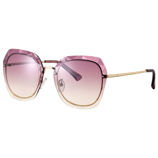 帕莎新款太阳眼镜女防晒萨沙时尚长小脸渐进无框墨镜帕沙潮流街拍