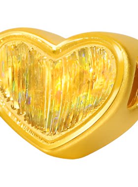 老克勒硬金七彩拉丝爱心转运珠