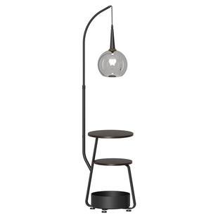 新款意式轻奢落地灯客厅沙发边几置物架一体中古风卧室床头柜台灯