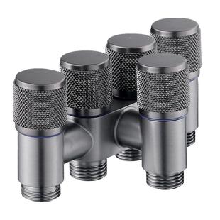 枪灰色一进三出四五出角阀五通水龙头分水阀洗衣机喷枪套装三角阀