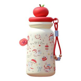 恒度苹果小猫保温杯女生高颜值学生水杯316不锈钢便携可爱杯子ins