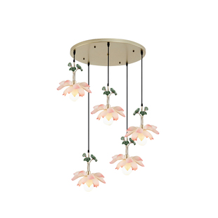 新中式荷花灯禅意阳台楼梯过道莲花吊灯中国风餐厅吧台茶室佛堂灯