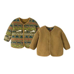 【双面穿】迷你巴拉巴拉男女童宝宝羊羔绒外套加厚2025秋冬新款