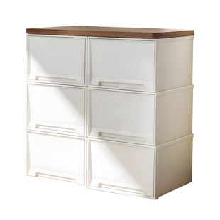 日本抽屉式收纳柜落地多层阳台杂物储物斗柜带木板塑料衣服收纳箱