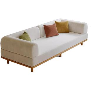 司朴侘寂风客厅地台沙发中古风原木色民宿酒店沙发