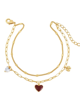 阿吉豆手链女款双层叠戴爱心手环