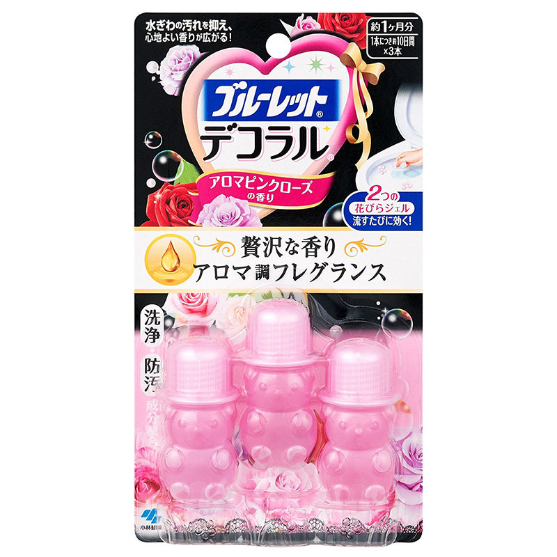 日本进口小林洁厕剂马桶开花洁厕凝胶花瓣小熊厕所清洁剂除臭除菌