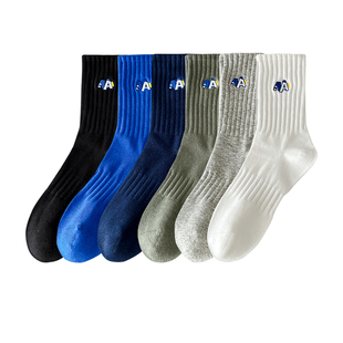 厚袜子男士100%纯棉抗菌防长筒袜秋冬款青少年运动吸汗中筒篮球袜