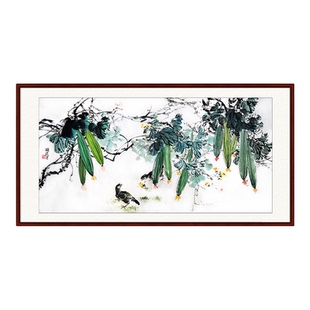 手绘手工专业国画真迹客厅沙发酒店餐厅饭店挂画丝瓜小鸟秋实图