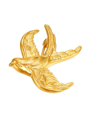 明牌珠宝古法黄金燕子工艺品 吉祥云燕足金摆件AFC0779