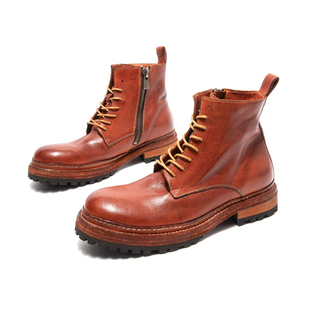 皮靴马丁靴男真皮短靴马皮男鞋固特异男款英伦皮鞋工装靴男士靴子