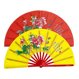 太极扇功夫响扇双面红色扇子中国风女式舞蹈扇子功夫扇武术表演扇