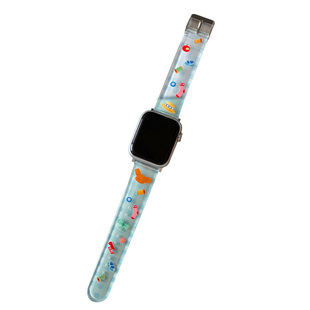BLUUF TAG原创插画可爱小狗透明苹果手表表带适用于applewatch789