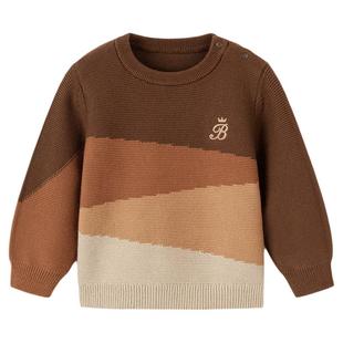 【清仓】babylove宝宝毛衣秋冬婴幼儿纯棉毛织上衣拼色文艺针织衫