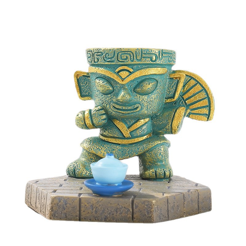 三星堆仿青铜盲盒手机支架摆件