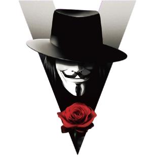 TLP反光车贴 复仇者V字仇杀队Vendetta玫瑰花机车防水平面贴纸