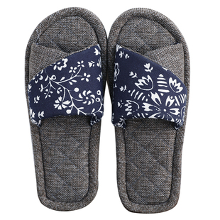 韩版情侣木地板拖鞋静音布底家居棉室内软底布艺家用男女夏季无声