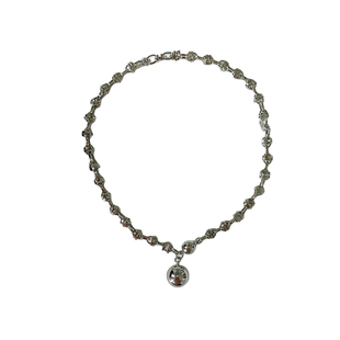 银色圆球磁吸扣项链 韩国朴夫人同款高品质