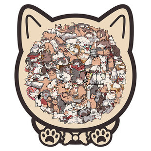 拼图猫木质难度烧脑猫咪异形diy创意礼物摆件动物拼装木板拼插