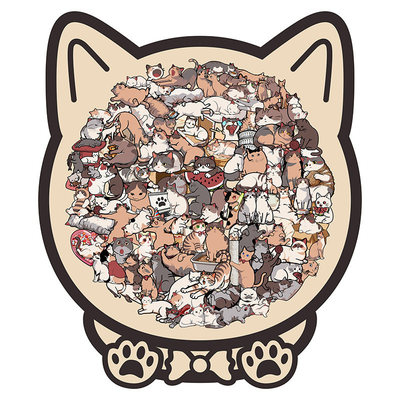 拼图猫木质难度烧脑猫咪异形diy创意礼物摆件动物拼装木板拼插