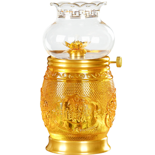 新款水琉璃合金油灯供佛酥油灯灯盏佛前灯台莲花供灯家用长明灯