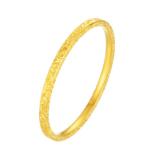 【高端定制】周大生爆闪碎碎冰黄金手镯可刻字送女友新年礼物