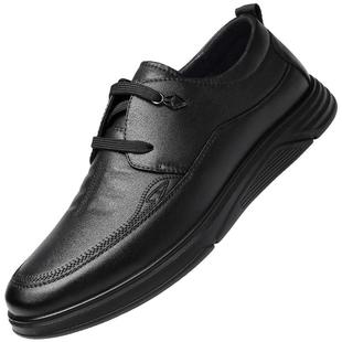 强人3515男鞋休闲皮鞋男工作鞋青年商务正装鞋黑色软底通勤上班鞋