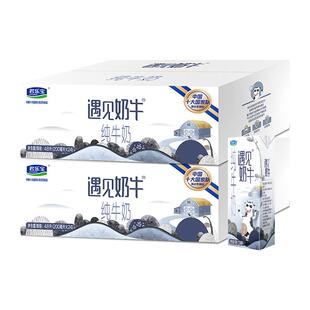 君乐宝遇见奶牛纯牛奶200ml*24盒*2提早餐营养纯牛奶家庭量贩装