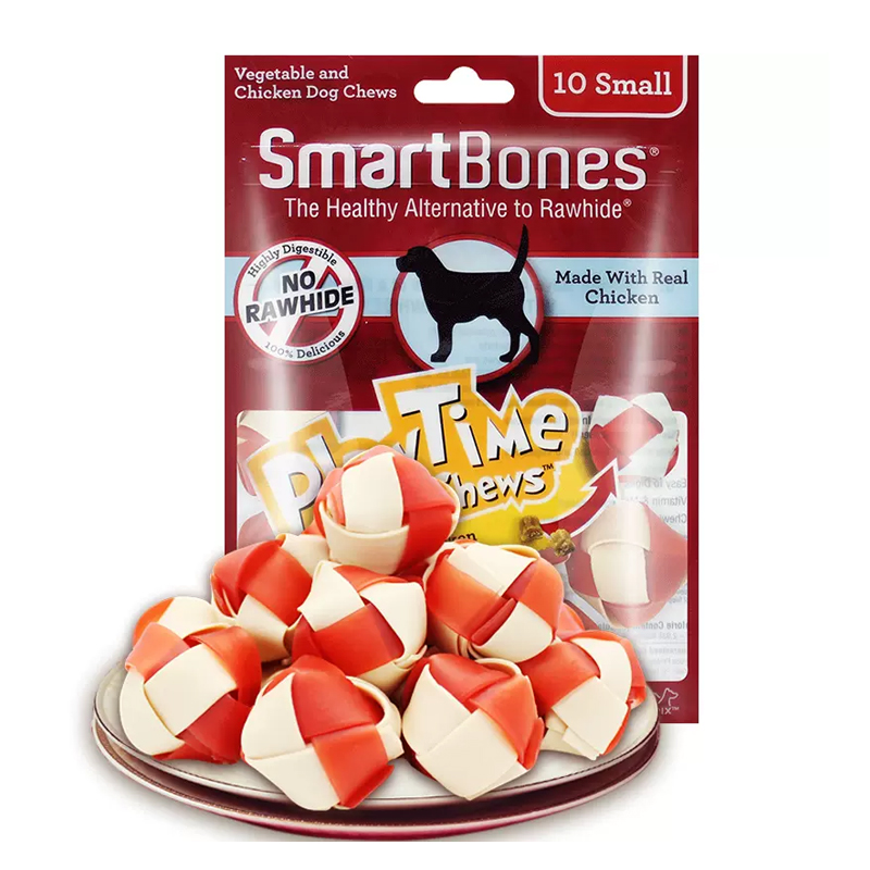 SmartBones洁齿骨编织球狗磨牙棒咬胶零食泰迪柯基洁牙卷棒清口球