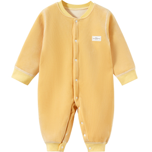 婴儿连体衣春秋冬新生保暖加绒外出男女哈衣幼儿满月衣服宝宝冬装