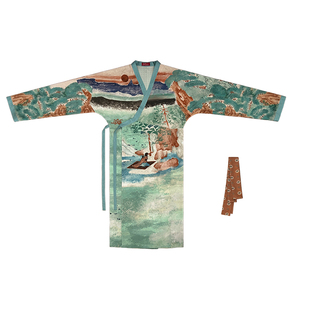 【长河落日】西汉直裾袍 敦煌壁画素纱单衣原创汉服 双面灯笼裤