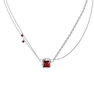 [刘耀文同款]OINICIO初印我系列S925银红色立方氧化锆项链锁骨链