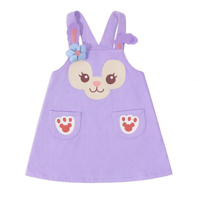 可爱小童粉红色卡通风甜美背带裙