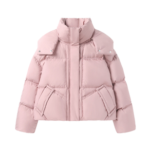 it:CHOCOOLATE粉色连帽羽绒服女2025新款冬小个子短款宽松上衣MA