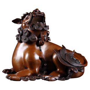 铜聚德 纯铜朝天吼狻猊香薰炉瑞兽狮子薰炉铜炉宣德炉办公室摆件