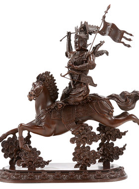 做旧格萨尔王雕花手工摆件铜像