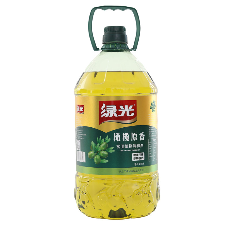 绿光5L非转基因家用油桶食用油18%初榨橄榄油植物调和油色拉油5升