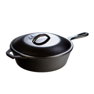 Lodge美国进口铸铁锅平底深型加厚煎锅炒锅炖锅带盖26cm/2.8L8CF3