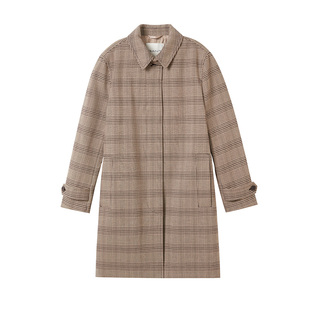 GANT/甘特秋冬季新款女士老钱风外套复古格纹翻领直筒中长款风衣