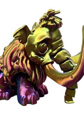 3D打印猛犸象摆件渐变多色可动