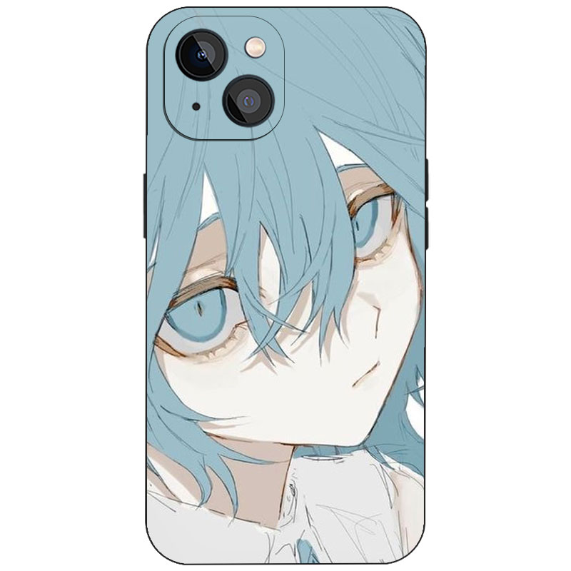 浅蓝短发清冷动漫少女二次元手绘插画手机壳磁吸磨砂硅胶软壳日系小众个性氛围感潮流学生男女全包防摔保护套