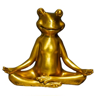 创意纯黄铜青蛙摆件客厅玄关瑜伽体式饰品办公室冥想礼品C5639
