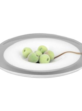 创意白色圆形琉璃果盘托盘摆件