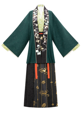 花朝记｜花间灵玑林鹿｜宋制汉服对襟袄飞机袖对襟衫旋裙绿色织金