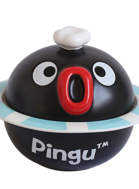 正版Pingu游泳圈泡面碗带盖礼物