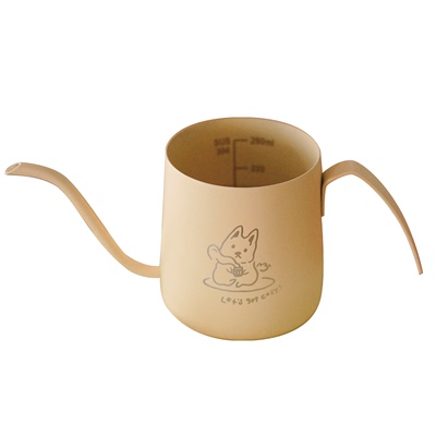 Puppi狗狗咖啡手冲壶 不锈钢奶油色可爱插画手绘ins美式细口壶