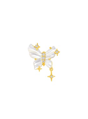 【新品】MONOLOGUE独白星芒白贝蝴蝶18k金耳钉单只MV470